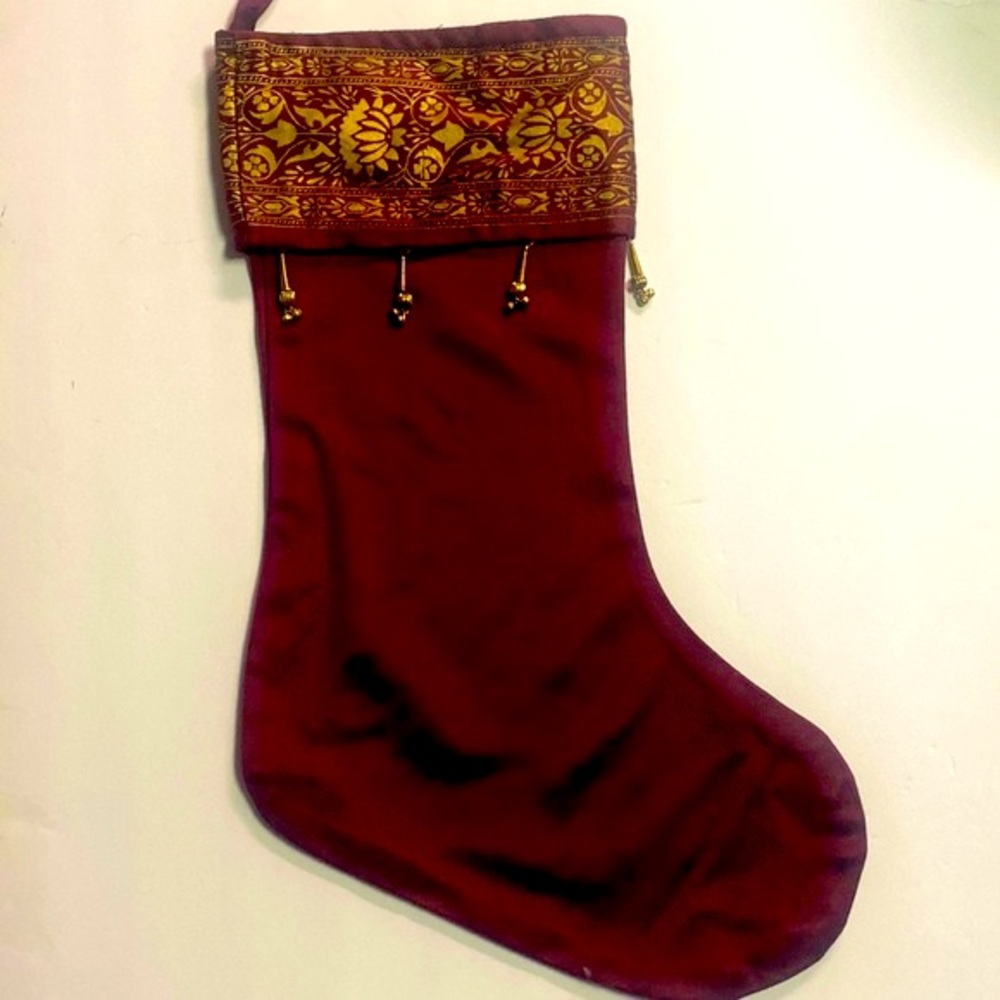 Red Silk Christmas Stocking